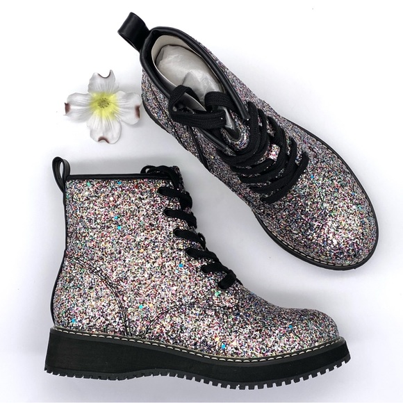 10. NIB Madden Girl Tory Multi-Glitter Combat Boot, 4 - Picture 2 of 12